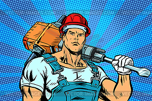 Working with jackhammer - vector image