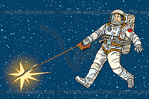 Астронавт ходит звездой, как собака - графика в векторном формате