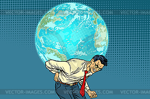 Man carrying planet Earth - vector clipart