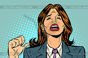 Unhappy woman blames herself - vector image