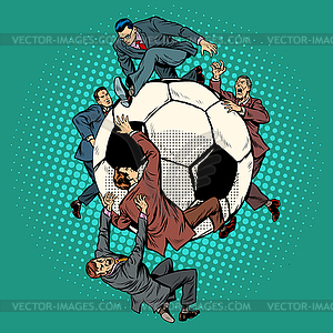 Competition of politicians for football. soccer ball - vector clip art