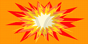 Поп-арт взрыв красный желтый в центре - векторный рисунок