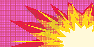 Pop art explosion red yellow on right - vector image