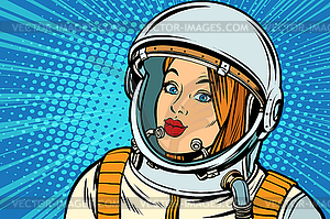 Serious woman astronaut - vector image