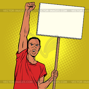 Африканский протест против африканов с плакатом - клипарт в векторном виде