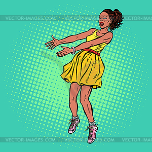 African woman outstretched hands - vector image