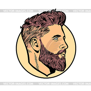 Pop art men hipster face profile - royalty-free vector clipart