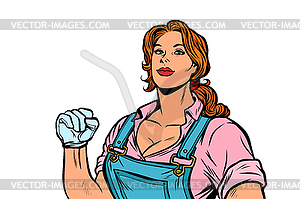 Woman muscular strong worker - vector clipart
