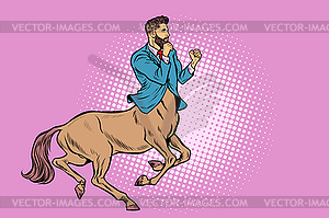 Pop art Businessman centaur ready to fight - vector clipart