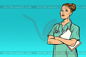 Pop art nurse. Medicine and health - vector image