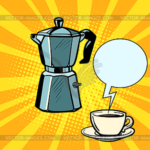 Electric coffee pot and Cup - vector image