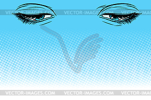 Women eyes look down - vector clipart