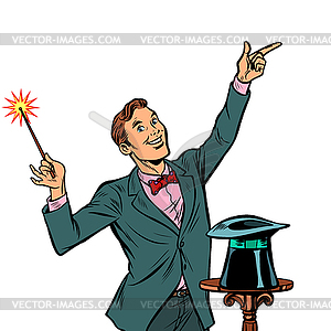 Magician, amazing performance. Isolate - vector clip art