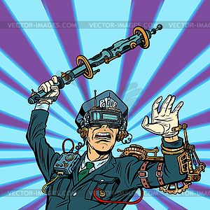 VR glasses. virtual reality. police violence, - vector clipart