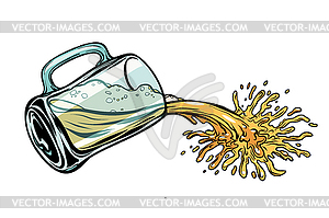 Beer is poured of mug - vector clipart