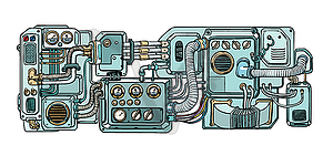 Cyberpunk robots mechanisms and machines. Details o - vector image