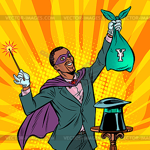 African Magician with yen money - vector image