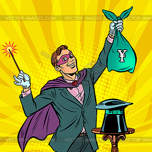 Magician with yen money - vector image