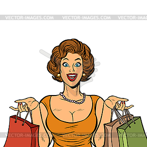 Woman shopping on sale. Isolate - vector clipart