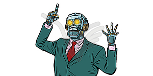 Emotional speaker robot, dictatorship of gadgets. - vector clip art