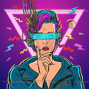 Thinker vr glasses woman gamer virtual reality - vector clipart