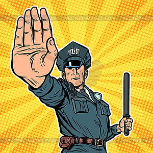 Police officer stop gesture - vector clipart