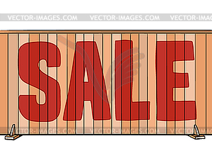 Sale inscription on fence of house, real estate - vector clipart