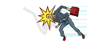 Businessman ramming head obstacle - vector clip art