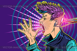 Cyberpunk Internet addiction. gadgets virtuality. - vector clipart