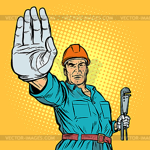 Plumber gesture stop - vector image