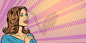 Pop art woman profile - vector clipart