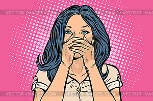 Woman covered her mouth - vector image