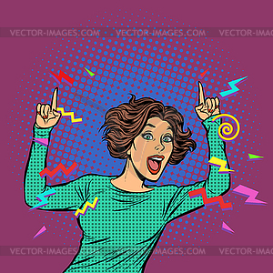 Woman pointing finger - vector clip art