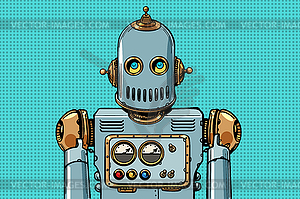 Retro robot portrait - vector clipart