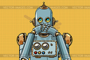 Robot covered his mouth - vector clip art