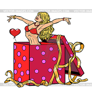 Woman Striptease surprise gift - vector clipart