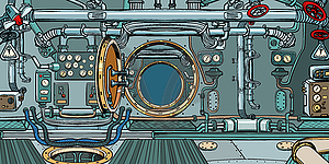 Compartment of spacecraft or submarine - vector clipart / vector image