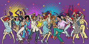 Party at club, dancing young people - vector image