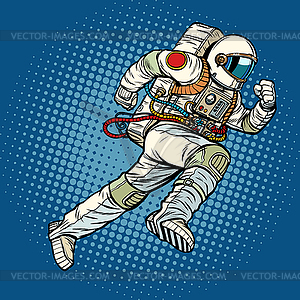 Astronaut runs forward - royalty-free vector clipart