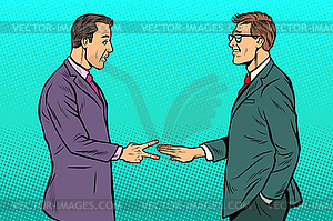 Businessmen game rock paper scissors - vector clipart