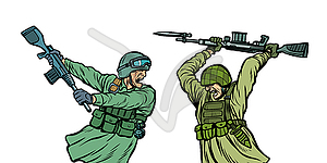 War and hatred. soldiers kill each other. isolate - stock vector clipart