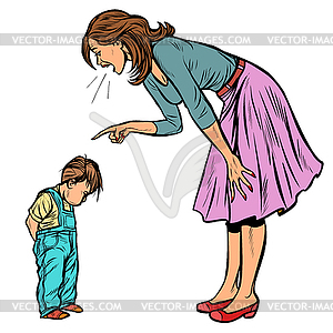 Mother and guilty son. isolate - vector image
