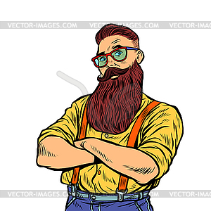 Bearded hipster with glasses isolate - vector clip art