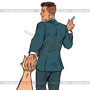 Follow me wedding groom man businessman - vector image