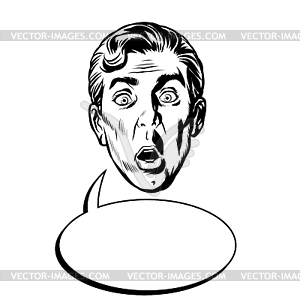 Surprised man face head - vector clip art