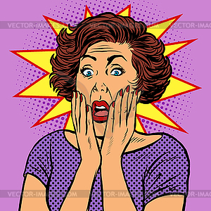 Surprised retro woman - vector EPS clipart