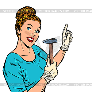 Woman with hammer - vector clip art