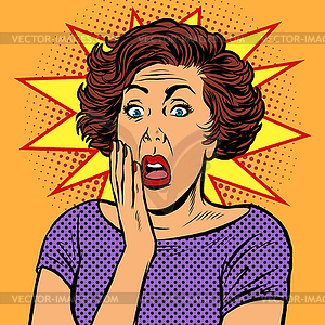 Surprised retro woman - vector clipart