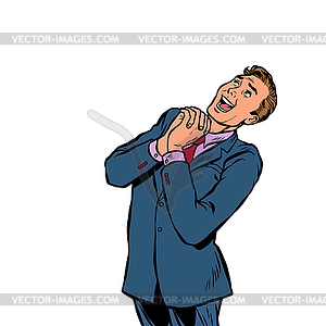 Happy businessman, joyful emotions - vector clip art