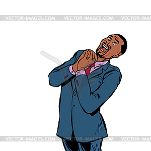 Happy african businessman, joyful emotions - vector clipart